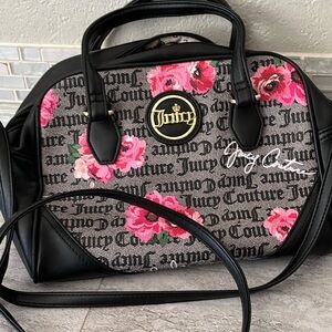 Juicy Couture Black and Pink Floral Satchel